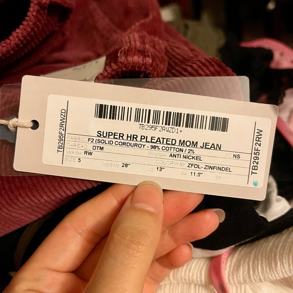 Red Corduroy High Waist Pants - Picture 6 of 7